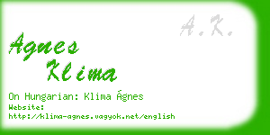 agnes klima business card